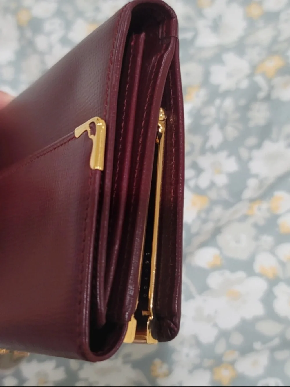 Cartier Burgundy Leather Chain Shoulder Bag with Gold Hardware